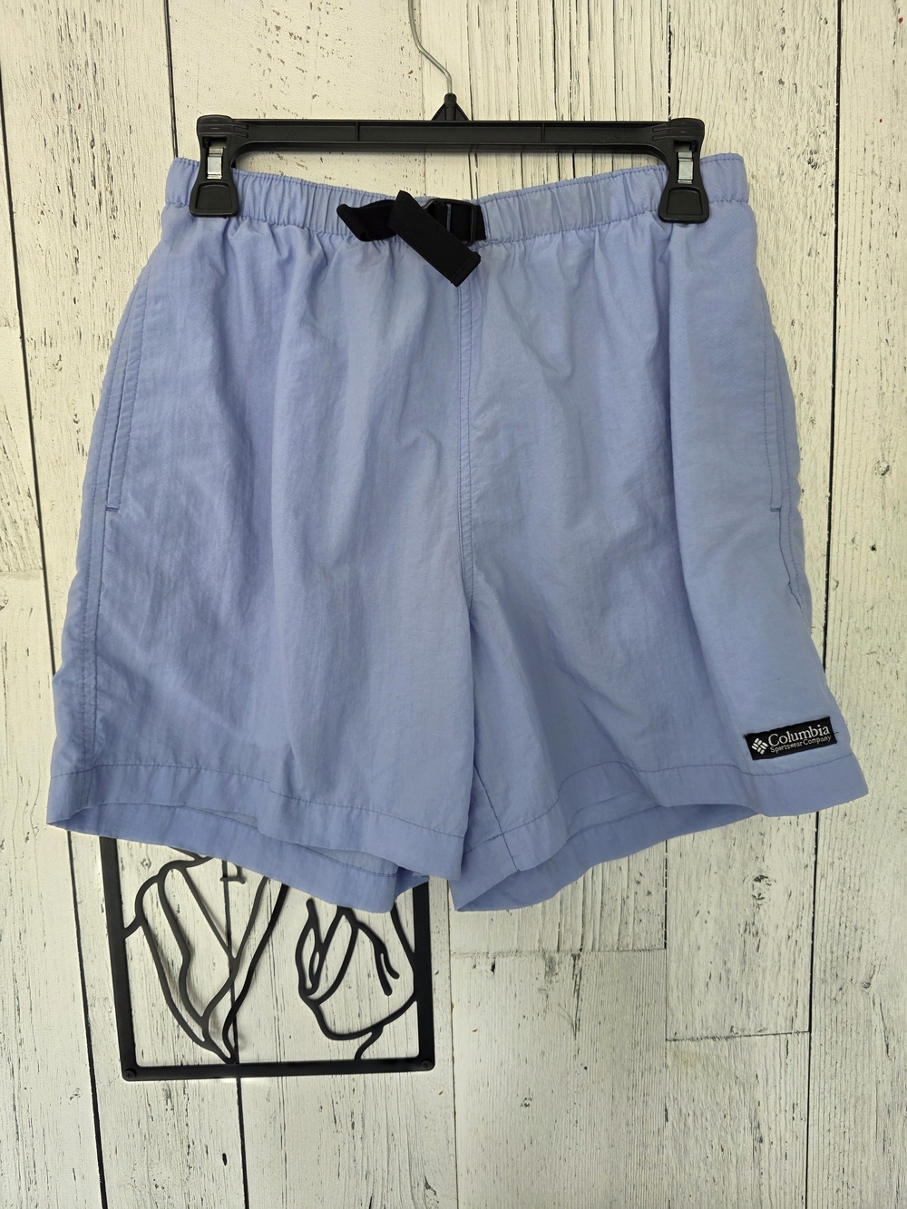 Columbia Y2K Nylon Athletic Shorts Medium Blue Adjustable Waist Hiking Fishing